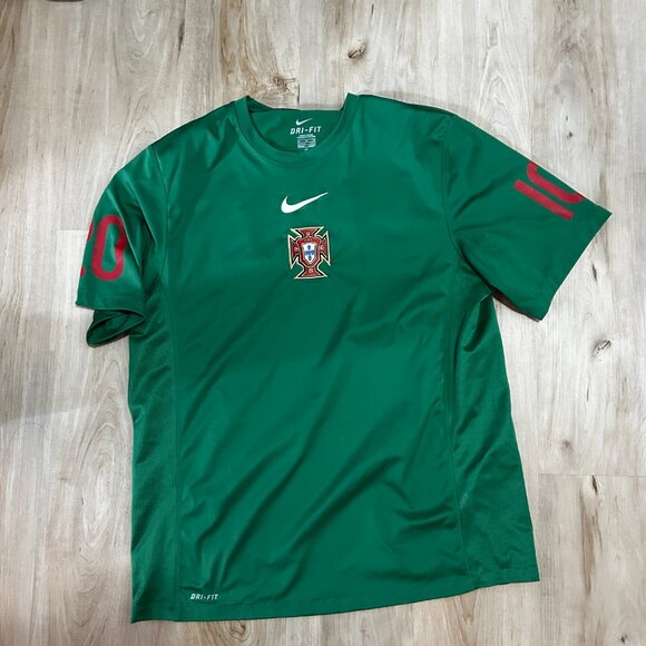 Portugal 2010/11 Nike Pre Match Training Football Shirt Green Mens XL - Picture 1 of 7